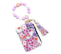 Syengery Cartera con Tarjetero de Flores,Monedero con Flores | Bolsa De Identificación Cartera Estampado Floral Sin Pulsera De Cuentas De Silicona Borla | Pequeñas Carteras dobladas de la Pulsera del