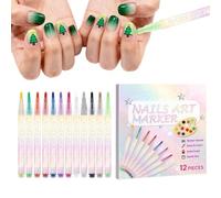 Syengery Rotuladores De Uñas Acrílicas - Marcadores Para Pintar Y Puntear Uñas De Manicura De 12 Colores | Rotuladores De Esmalte De En Gel,Para Mujeres, Novia, Adultos, Jóvenes, Madre, Familia