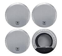 SYERAL Juego de 4 fundas para neumáticos de caravana, impermeables, anti-UV, para nieve, sol, lluvia, para remolque, caravana, camión, SUV, película de aluminio plateado de 27-29 pulgadas (M)