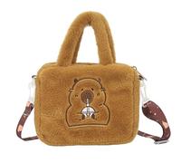 SYEYCW 1 Piezas Capibara Peluche Bolso, Lindo Bolso Bandolera, Bolso con Correa Ajustable para el Hombro, Bolso de Peluche Suave Capibara, Bolsos Bandolera de 20×16×7cm, para Colegio, Viajes y Compras