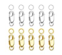 SYEYCW 10 Piezas Cierres de Pinza de Langosta, con 2 Anillas de Salto, Cierre para Collar de Oro y Plata de 12 mm, para Pulseras, Collares de Joyería, Bricolaje y Artesanía