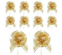 SYEYCW 10 Piezas Dorado Lazos de Regalo, Diámetro de 18cm Lazos de Regalo Grandes, Lazos para Envolver Regalos, para Bodas, Día de San Valentín, Fiestas, Navidad, Cumpleaños, Decoraciones Florales