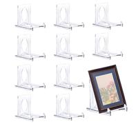 SYEYCW 10 Piezas Soporte Platos Decorativos, Soportes para Placas en Acrílico Transparentes, Caballete de Exhibición Regolabile, para Platos, Cuadros, Marcos de Fotos, Móviles, Tablets, Tarjetas