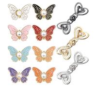 SYEYCW 11 Piezas Clips para Ajustar la Cintura, Desmontables Mariposa Jeans Apretador de Cintura, Ajustable Corazón Pantalon Cinturas Conjunto de Hebilla, para Jeans Sueltos, Faldas, Mangas, Suéteres