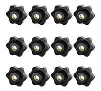 SYEYCW 12 Piezas M6 Tuercas de Sujeción, 32mm Tornillos de Mariposa de Diámetro Exterior, Negro Palomilla de Sujeción Rosca Estrella, Plástico Tuercas de Perilla, para Equipos Mecánicos, Muebles