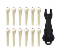 SYEYCW 12 Piezas Puente de Guitarra Pines con 1 Piezas Extractor de Pasadores para Cuerdas, Acustica Bridge Pins de Plástico, Pasadores de Puente, Accesorios de Guitarra Acústica, Blanco