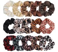 SYEYCW 15 Piezas Scrunchies Pelo, Coleteros Suaves Cabello Bandas, Leopardo e Colores Sólidos Diademas para Niña, Elástica Coleteros Pelo Mujer, para Deportes, Fiestas, Escuelas, Viajes