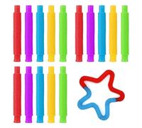 SYEYCW 15 Piezas Tubos Sensoriales, Juguetes Sensoriales de Tubo Elástico, Mini Juguetes Sensoriales de Tubos Pop, para Aliviar el Estrés y la Ansiedad Adecuado para Adultos, 5 Colores