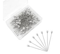 SYEYCW 150 Piezas Alfileres de Perlas, 5.5cm Largos Costura con Caja de Plástico, Alfileres Costura Rectos en Forma, Decorativas con Cabeza de Perla, para Manualidades, Ramos de Boda, Blanco