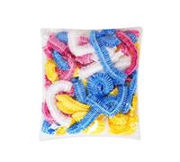 SYEYCW 150 Piezas Gorros Ducha Impermeable, Gorros de Ducha de Plastico Transparente, Elástico, Impermeable, para Hogares, Hoteles, Viajes, Spa y Peluquerías, 42 cm, 4 Colores