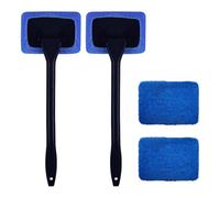 SYEYCW 2 Piezas Azul Cepillo Limpiacristales, Limpiador de Parabrisas de Coche, Cepillos de Limpieza con 4 Almohadillas de Microfibra Lavables, Limpiador Parabrisas de Mango Largo, para la Niebla