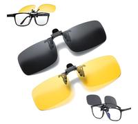 SYEYCW 2 Piezas Clip Gafas de Conducción Nocturna Polarizadas, 1 Gafas de Visión Diurna y 1 Gafas de Visión Nocturna, Antideslumbrantes, para Conducción, Pesca, Deportes al Aire Libre, Hombre Mujer