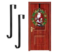 SYEYCW 2 Piezas Colgador Corona de Navidad, Metal Corona Colgador, Gancho de Corona, para Navidad, Hogar, Oficina, Gancho de Adorno de Puerta de Navidad, para Exhibición Interior Exterior (Negro)