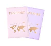 SYEYCW 2 Piezas Funda Pasaporte, Funda de Cuero PU para Pasaporte, Viaje Accesorios para Hombre Mujer, para Viajar, Billetes, Tarjeta de Crédito, Tarjeta de Embarque