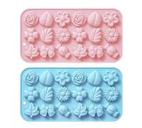 SYEYCW 2 Piezas Moldes de Chocolates de Silicona, Moldes de Silicona con Diseño de Hojas y Rosa con 18 Cavidades, para Pasteles, Dulces, Pudín, Gelatina, Manualidades