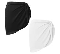 SYEYCW 2 Piezas Pareos Playa Mujer, Traje de Baño Chal de Gasa, Falda de Playa para Mujer, Bikini Cubierta Sarong, Sexy Transparente para Mujer Cover up Chal Mujer, para Playa, Piscina, Vacaciones