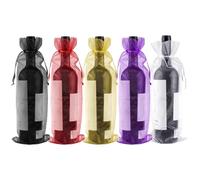 SYEYCW 20 Piezas Bolsas de Vino Organza, Bolsa de Regalo con Cordón, 37 × 14 cm Cinch Wine Bottle Gift Bags, para Bodas, Cumpleaños, Fiestas, Festivales, Navidad, Regalos, Decoración, 5 Colores