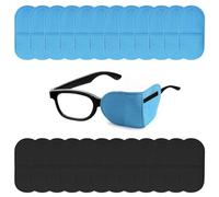 SYEYCW 24 Piezas Parches Oculares para Gafas, Parche Ocular de Tela No Tejida de Gran, Parche Ocular Reutilizables, Mejorar la Visión, para Niños y Adultos Ojo Vago Ambliopía Estrabismo (Negro, Azul)