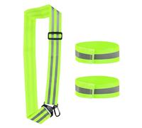 SYEYCW 3 Piezas Bandas Reflectantes Set, Bandas Reflectantes Ajustables con 2 Brazalete Reflectante, Banda Reflectoras de Alta Visibilidad, Cinturón de Alta Visibilidad, para Ciclismo, Correr, Caminar