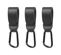 SYEYCW 3 Piezas Negro Ganchos Carro Bebé, Ajuste Universales Mosquetón Carrito Bebe, Mosquetones para Carrito de Cuero, Ganchos Carritos para Sillas de Ruedas, para Colgar Bolsas, Mochila