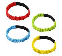 SYEYCW 4 Piezas Bandas de Carreras de 3 Piernas para Adultos Niños, Coloridas Bandas de Carreras de 3 Patas Elástica, para el Juego de Relevos de Carnaval, Juego de Diversión al Aire Libre, 4 Colores