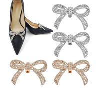 SYEYCW 4 Piezas Clips para Zapatos, Clips de Zapatos de Arco, Clip de Zapato de Pedrería Desmontable de Cristal, Accesorios Decorativos, para Las Mujeres, Boda, Prom, Fiesta, Tacones Altos