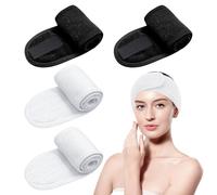 SYEYCW 4 Piezas Diadema Maquillaje, Diadema Skincare Mujer, Ajustable Diadema Maquillaje, Cinta Pelo Maquillaje, Cosméticos Cinta Rizo, Toalla Elástica de Rizo, para Lavado de Cara,Spa, Belleza