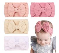 SYEYCW 4 Piezas Diademas Bebe, Cinta Pelo Bebe, Diademas Bebé Niña, Diademas Elásticas Suaves para Bebés Recién Nacidos, Diademas Elásticas con Lazo, Lazos Pelo Bebe, Diadema Bebe, 4 Colores