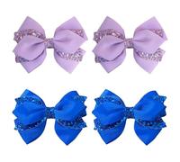 SYEYCW 4 Piezas Glitzer Lazos para el Cabello, Resplandeciente Grosgrain Ribbon Bows Hair Barrettes, para Regalo de Cumpleaños, Boda, Fiesta, Vestido, Accesorio para Uso Diario