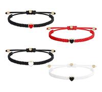 SYEYCW 4 Piezas Juego de Pulseras con Forma de Corazón, Pulseras Trenzada Hecha a Mano, Cuerda Tejida de Amistad Ajustable, Regalo de Cuerda para Parejas, Amistades, Cumpleaños, Novia, Familia