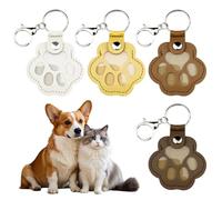 SYEYCW 4 Piezas Llavero Perro, Llaveros Recuerdo Pelo Mascota, Bonito Llavero de Piel de Perro Gato de Piel con Forma de Pata de Perro, Lllavero Conmemorativo para Mascotas, para Amantes de Mascotas