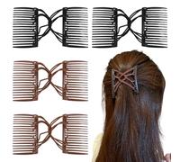 SYEYCW 4 Piezas Peinetas para el Pelo, Elásticas para el Cabello con Peine Doble, Horquillas Elásticas sin Arrugas Ajustables, Accesorios de Peluquería para Mujeres con Cabello Grueso, Rizado o Fino