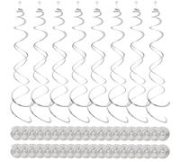 SYEYCW 40 Piezas Serpentinas Cumpleaños Espiral, Remolinos Colgantes, Reutilizables Adornos Colgar Remolino, para Decoración de Cumpleaños, Bodas, Fin de Año o Fiestas de Carnaval (Plata)