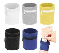 SYEYCW 5 Piezas Bolsa de Muñeca con Cremallera, Monedero de Muñeca, Muñequeras Unisex, Elástica Cartera de Pulsera, Accesorios para Gimnasio, Correr, Baloncesto, Senderismo, Jogging, Yoga, Ciclismo