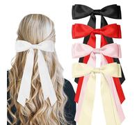 SYEYCW 5 Piezas Pinza para el Pelo con Lazo, Clips de Cabello de Metal, Pasadores de Color Sólido, Accesorios de Soporte de Cola de Caballo, para Mujeres y Niñas, Negro, Rojo, Rosa, Beige, Blanco