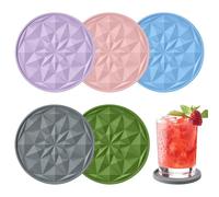SYEYCW 5 Piezas Posavasos Silicona, Tapas de Reutilizables, Tapas para Yogur, Decoración de Mesa de Café, Antideslizantes y Resistentes al Calor, para Bebidas, Café, Tazas, Cocina, Bar y Salón