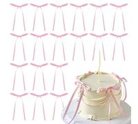 SYEYCW 50 Piezas Lazos para Decorar Tarta, Tartas de Lazos Rosados para Adornos, Decoración Adorno Tartas, Decoración de Pasteles Elegante, para Vumpleaños, Boda, Fiesta, Aniversario, Cupcakes