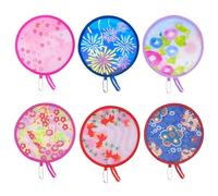 SYEYCW 6 Piezas Abanico Plegable Redondo, Abanicos Portátiles, Verano de Mano Plegable Ventilador, Abanico Redondo de Estilo Japonés, Abanico Plegable para Fiesta de Boda y Decoración Personal