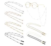 SYEYCW 6 Piezas Cadena para Gafas Mujer, Elegante Retenedor de Gafas con Cuentas de Metal, Larga Cadena para Gafas de Sol y de Lectura