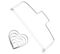 SYEYCW 6 Piezas Juego Hornear de Acero Inoxidable, 1 Piezas Cortador de Doble Alambre Tartas con Corte Dentado Ajustable, 5 Piezas Cortadores de Galletas en Forma de Corazón, para Galletas, Pasteles