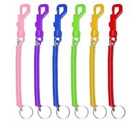 SYEYCW 6 Piezas Llaveros con Cuerda de Resorte, Llavero Elástico con Clips de Plástico, Llavero con Resorte en Espiral, Interruptor Deslizante Cordón, para Llaves ID Tarjetas de Viaje Cinturón Mochila