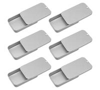 SYEYCW 6 piezas Pequeña Caja de Metal, Caja Rectangular con Tapa Deslizante, 50 × 25 × 10 mm Caja de Almacenamiento de Metal, Caja de Dosa Mini Reutilizable Vacía, para Regalo, Dulces, Bálsamo Labial