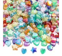 SYEYCW 600 Piezas Perlas de Colores con Forma de Estrella de Corazón, 300 Estrellas, 300 Corazón, Acrílicas Cuentas Espaciadoras, para Manualidades, Collares, Pulseras, Aretes, Llaveros