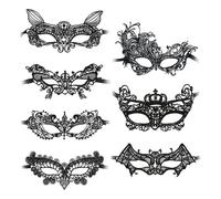 SYEYCW 7 Piezas Mascaras Venecianas, Mascara Disfraz, Máscara de Mascarada Mujeres, Mascara de Encaje Negra, Antifaz Carnaval para Noche de Mascara, Mascara Carnaval Halloween Fiesta de Disfraces