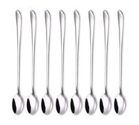 SYEYCW 8 Piezas Cucharas Cafe, Cucharas Agitadoras De Acero Inoxidable, Cucharas Largas de 19.5 cm, para Café con Leche, Espresso, Chocolate Caliente, Bebidas Calientes, Cóctel, Postres y Helados