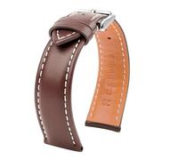 SYFCSEW 20 mm 22 mm 24 mm Correa Lisa Suave Compatible con Breitling Pilots/aviación B01 Compatible con la Serie Citizen Seiko Pulsera de cinturón de Cuero Puya Correa de Reloj for Hombres(Brown-silve