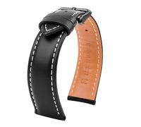 SYFCSEW 20 mm 22 mm 24 mm Correa Lisa Suave Compatible con Breitling Pilots/aviación B01 Compatible con la Serie Citizen Seiko Pulsera de cinturón de Cuero Puya Correa de Reloj for Hombres(Black-black
