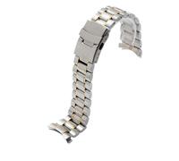 SYFCSEW Cadena de reloj de acero inoxidable con extremo curvo compatible con correa Casio EFV-540 BEM501/506 EFB-660 ECB900 MTP-1375 Correa de reloj de metal Seiko Timex(3105 silver gold,20mm)