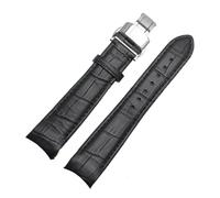 SYFCSEW Compatible con correa de reloj de cuero genuino Citizen BL8001 BL8001-01A BL8003-05A BL9002 BL9007 9000 Correa de reloj con extremo curvado 20 mm 21 mm 22 mm(Black-silver,21mm)