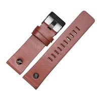 SYFCSEW Compatible con correa de reloj de piel de vaca diésel for hombre DZ4323 DZ1657 DZ4318 Pulsera lisa con patrón de lichi Correa de reloj de piel de becerro 22 24 26 27 28 30 mm(B Light brown-bla